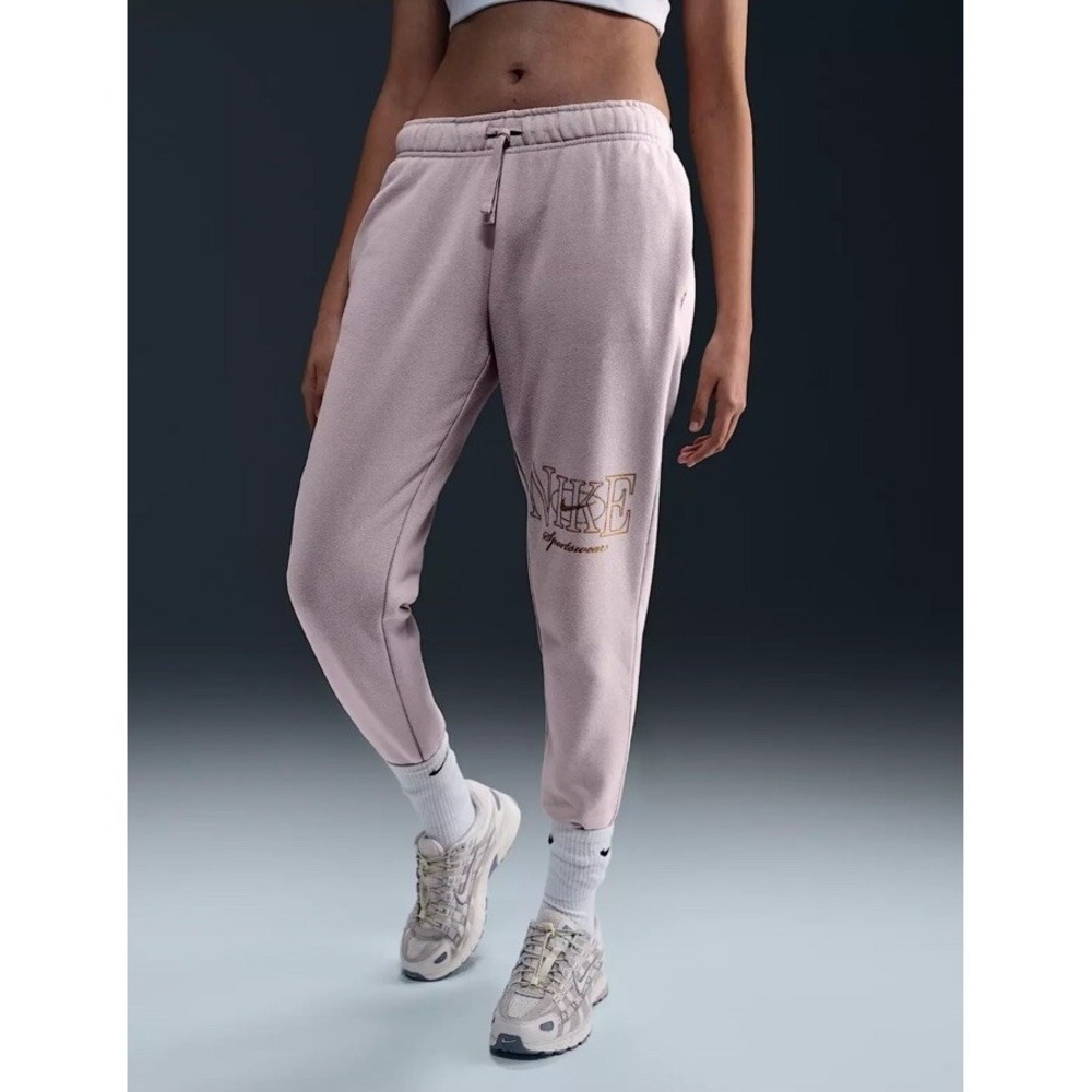 Nike Women Platinum Violet/Gold‎ Club Fleece XS Mid-Rise Joggers